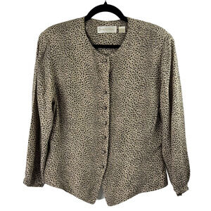 Vintage Dana Buchman 100% Silk Animal Print Blouse Blazer
